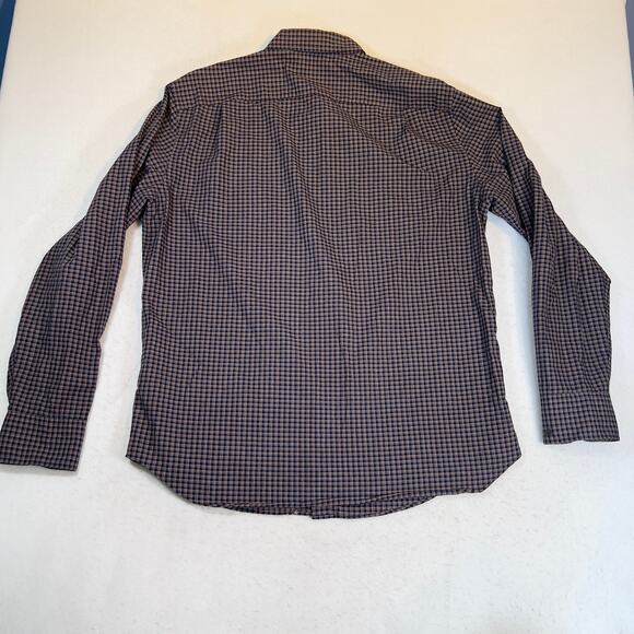 J. Crew Mercantile Flex Button Down Shirt Men's L Blue Orange Check Long Sleeve - Picture 12 of 13
